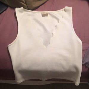 Scalloped white crop top